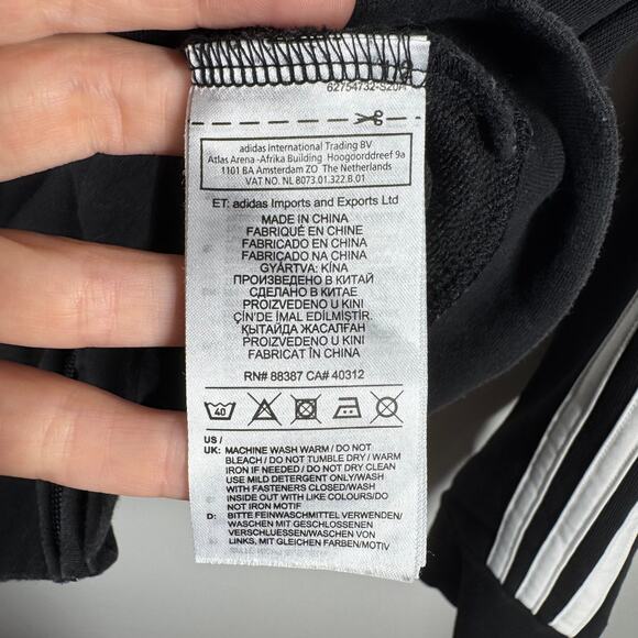 Adidas Sweatshirt Women L Black White Full Zip Streetwear Active Athleisure Walk - Picture 7 of 8